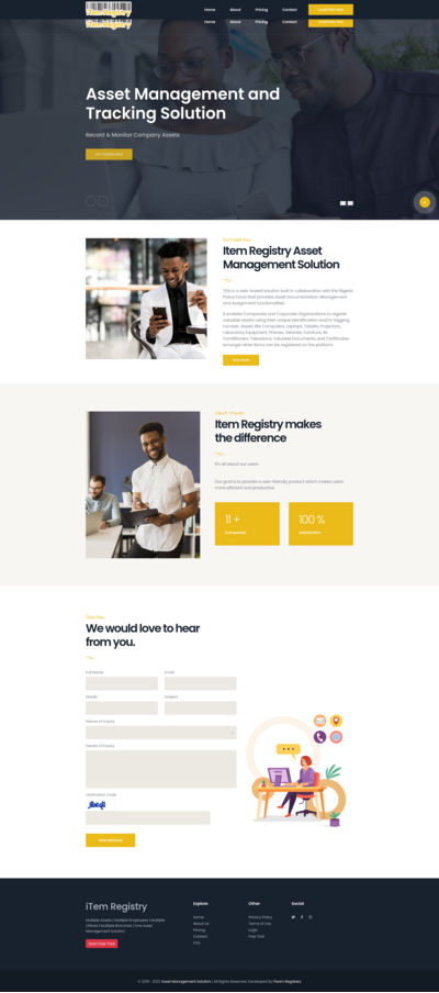 Item registry asset management solution 